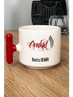 Hedizu Kişiye Özel Avukat Kupa Bardak T Kulplu Kırmızı Avukatlar Günü Hediyesi