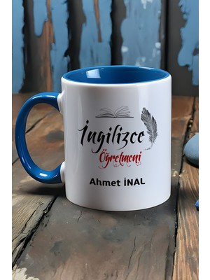 Hedizu Kişiye Özel Ingilizce Öğretmeni Kupa Bardak Mavi Öğretmenler Günü Hediyesi