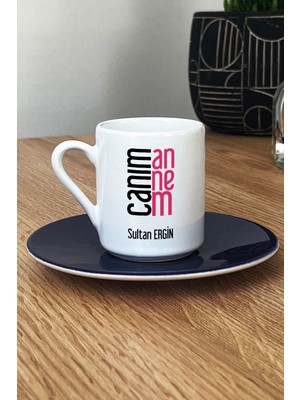 Hedizu Kişiye Özel Canım Annem Türk Kahvesi Fincanı Lacivert Anneler Günü Doğum Günü Hediyesi