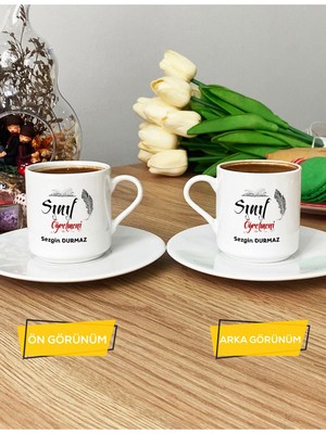 Hedizu Kişiye Özel Erkek Sınıf Öğretmeni Türk Kahvesi Fincanı Beyaz Öğretmenler Günü Hediyesi