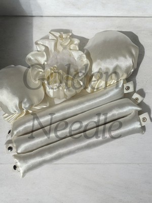 3'lü Boneli Çıtçıtlı Bigudi Sosisi Isısız Saç Şekillendirici Ekru Bigudi Bone Saklama Çantası