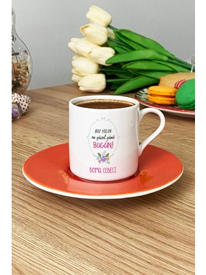 Hedizu Kişiye Özel Doğum Günü Hediyesi Türk Kahvesi Fincanı Turuncu Yılın En Güzel Günü