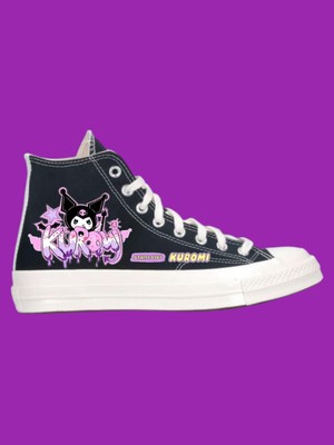 Lias Shoes Kuromilive Baskılı Siyah Keten Çocuk Spor Ayakkabı Sneaker