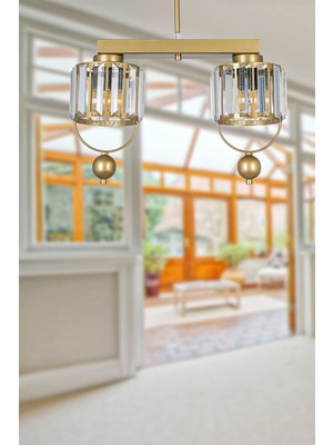 Woodhub Galon 2.li Lu x  Kristal Eskitme Sıralı Avize