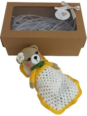Uykucu Papatya Ayıcık Amigurumi Organik Oyuncak Hediye Seti