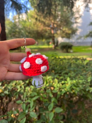 Sevimli Mantar Amigurumi El Örgüsü Anahtarlık ve Çanta Aksesuarı