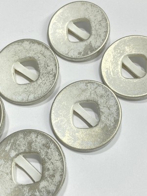 Karan Tuhafiye Italyan Kaban Mont Düğmesi / Eskitme Beyaz / 2,5 cm / 6 Lı Set