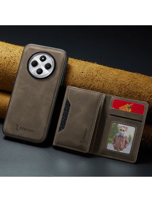 Zebana Xiaomi Redmi 14C Uyumlu Kılıf Zebana 2in1 Elite Class Cüzdanlı Deri Kılıf Koyu Kahverengi