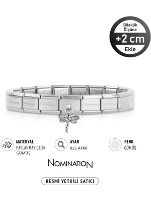 Nomination Italy Composable 925 Ayar Gümüş Taşlı Sallanan Yusufçuk ve Çelik Bileklik Sılver