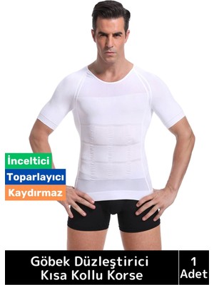 Özel Dik Duruş Jinekomasti Bel Göğüs Göbek Toparlayıcı Sıkılaştırıcı Etki Yuvarlak Yaka Erkek Korse