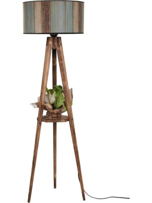 Hiper Sehbalı Tripod Lambader Yanık Silindir Renkli Abajurlu 8283-17