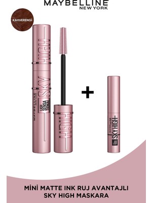 Maybelline New York Hacim Verici Kahverengi Lash Sensational Sky High Maskara + Mini Maskara