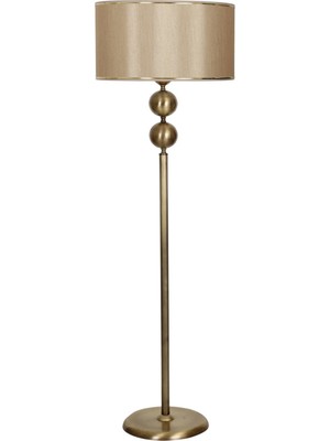 Woodhub Eskitme Kaplama Crotone Metal Tek Ayaklı Lambader Gold Detaylı Mataro Vizon