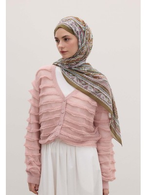 Fresh Etnıc Floral Desen Şal Tozlu Pembe