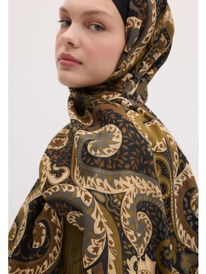 Fresh Asenath Desen Şal Zeytin Yeşili
