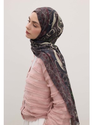 Fresh Etnıc Paısley Desen Şal Koyu Mor