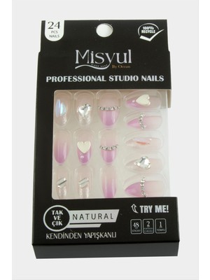 Misyul Taşlı Takma Tırnak 24 Adet