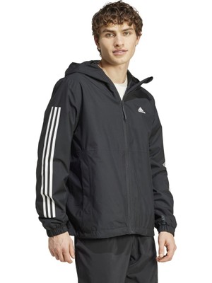 Adidas Essentials 3 Stripes R.r Erkek Siyah Kapüşonlu Ceket