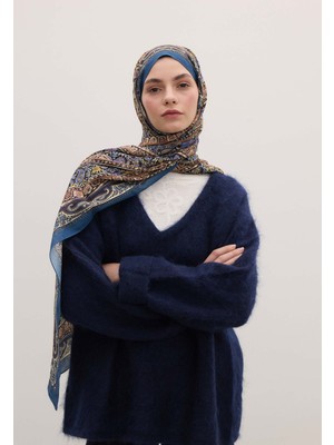Fresh Mavi Nordıc Paısley Desen Şal