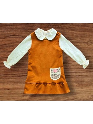 Süet Dantel Cepli Gömlekli Salopet Takım