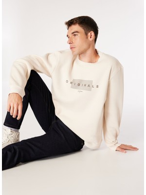 Jack & Jones Bisiklet Yaka Ekru Erkek Sweatshırt 12275175_JORKEN Sweat Crew Neck