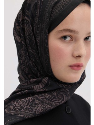 Fresh Koyu Mor Florıan Desen Şal