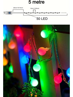 Ecuy Yılbaşı Oda Balkon Süsleme LED Işık 50 LED Renk Değiştiren Yanıp Sönen Sönen Parıldayan USB Li LED