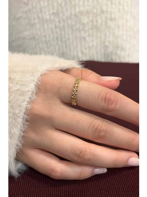 Trend Collection Zirkon Taşlı Gold Zarif Ayarlanabilir Pandora, Taç, Kalp 3'lü Kadın Yüzük Seti