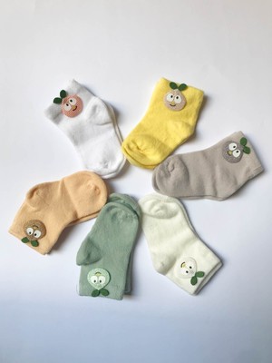 Yeni Doğan Organik Bebek Gülen Yüzlü Çorap Kız Soft Renkli 6 Lı Set