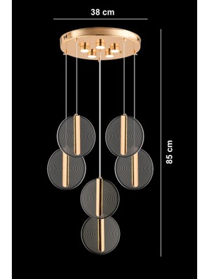 Istanbul Avize Parla 6'lı Gold Sarkıt Üç Renk Ledli Lüx Modern Avize