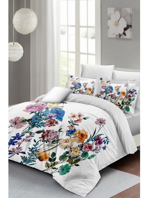 Çift Kişilik Sık Dokuma Pamuk Saten 3D Özel Tasarım Flower Mix Nevresim Takımı