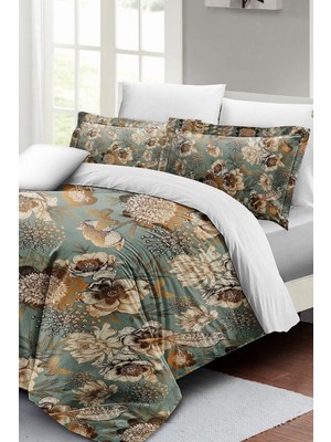 Çift Kişilik Lastikli Çarşaflı Pamuk Saten Mistique Flowers Nevresim Takımı