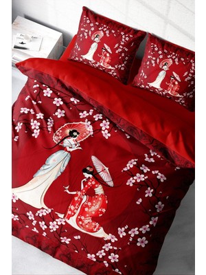 Çift Kişilik Sık Dokuma Pamuk Saten 3D Özel Tasarım Japan Style Nevresim Takımı