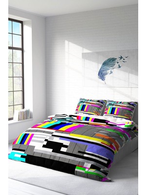 Çift Kişilik Lastikli Çarşaflı Pamuk Saten No Signal Nevresim Takımı