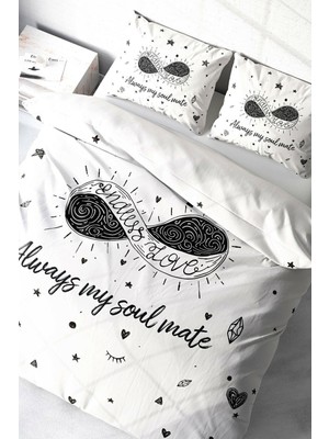 Doğal Pamuk Çift Kişilik 3D Digital Soul Mate Nevresim Takımı