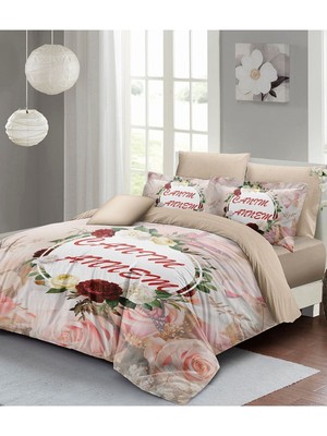 Anneler Günü Çift Kişilik Özel Dokuma Pamuk Saten Canım Annem Nevresim Takımı