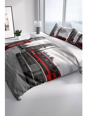 London 3D Pamuk Saten Çift Kişilik Nevresim Seti Nevresim Takımı