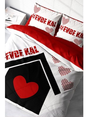 Çift Kişilik Sık Dokuma Pamuk Saten 3D Özel Tasarım Evde Kal Nevresim Takımı