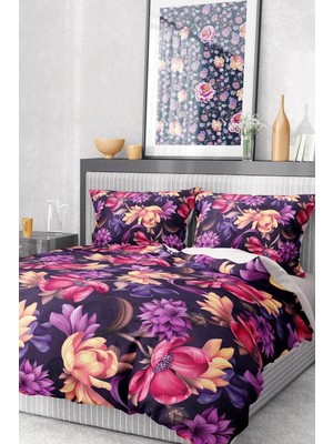 Pamuk Saten Lastikli Çarşaf Deluxe Çift Kişilik 3D Hürrem Nevresim Takımı