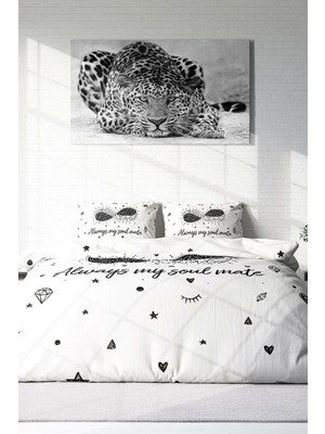 Çift Kişilik Lastikli Çarşaflı Pamuk Saten Soul Mate Nevresim Takımı