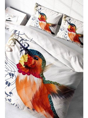 Çift Kişilik Sık Dokuma Pamuk Saten 3D Özel Tasarım Alaycı Kuş Nevresim Takımı