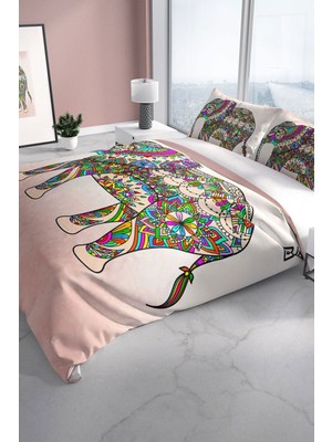 Elephant 3D Pamuk Saten Çift Kişilik Nevresim Takımı