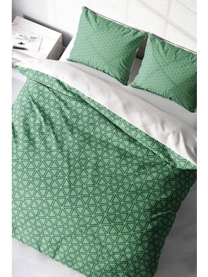 Çift Kişilik Sık Dokuma Pamuk Saten 3D Özel Tasarım Green Pattern Nevresim Takımı