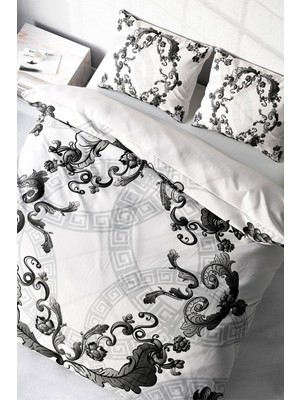 Çift Kişilik Sık Dokuma Pamuk Saten 3D Özel Tasarım Silver Baraque Nevresim Takımı