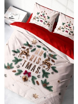 Yılbaşı (Lastikli Çarşaflı) Çift Kişilik Pamuk Saten Nevresim Takımı