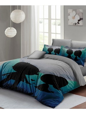 Çift Kişilik Sık Dokuma Pamuk Saten 3D Özel Tasarım Sevgililer Günü We Nevresim Takımı