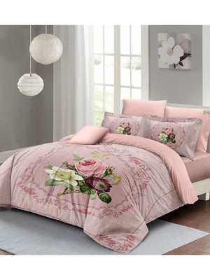 Çift Kişilik Özel Dokuma Pamuk Saten Damascus Rose Nevresim Takımı