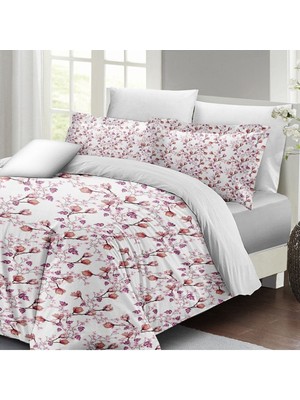 Doğal Pamuk Çift Kişilik 3D Digital Cherry Blossom Nevresim Takımı