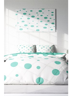 Çift Kişilik Lastikli Çarşaflı Pamuk Saten Puantiye Nevresim Takımı