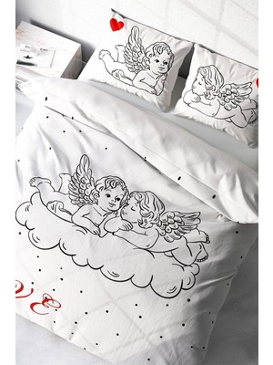 Çift Kişilik Sık Dokuma Pamuk Saten 3D Özel Tasarım Angel Modern Nevresim Takımı